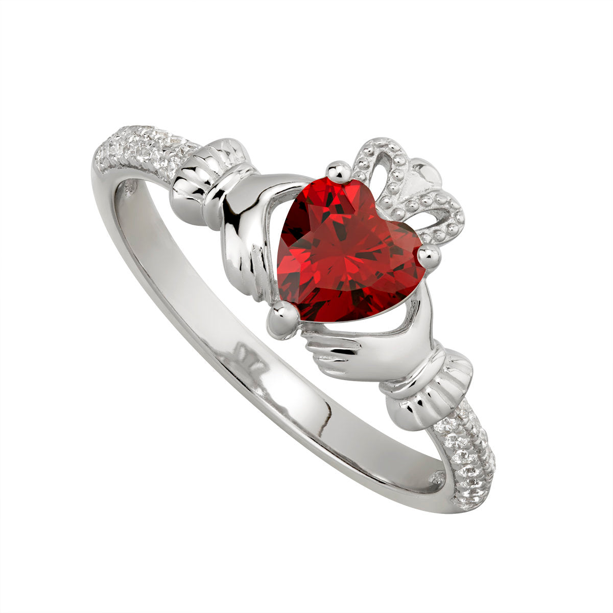Stering Silver Claddagh January Birthstone Ring