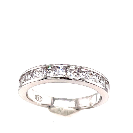 Sterling Silver Cubic Zirconia 11 Stone Eternity Ring