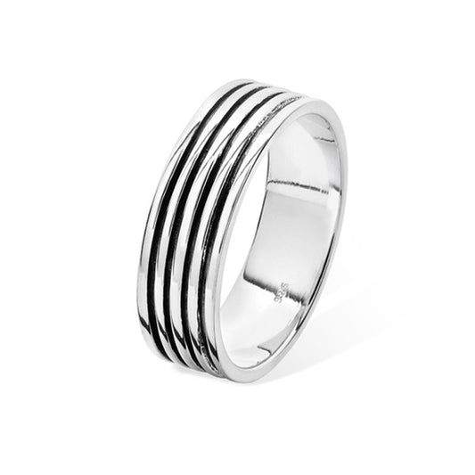 Silver Ring Gents Black Lined