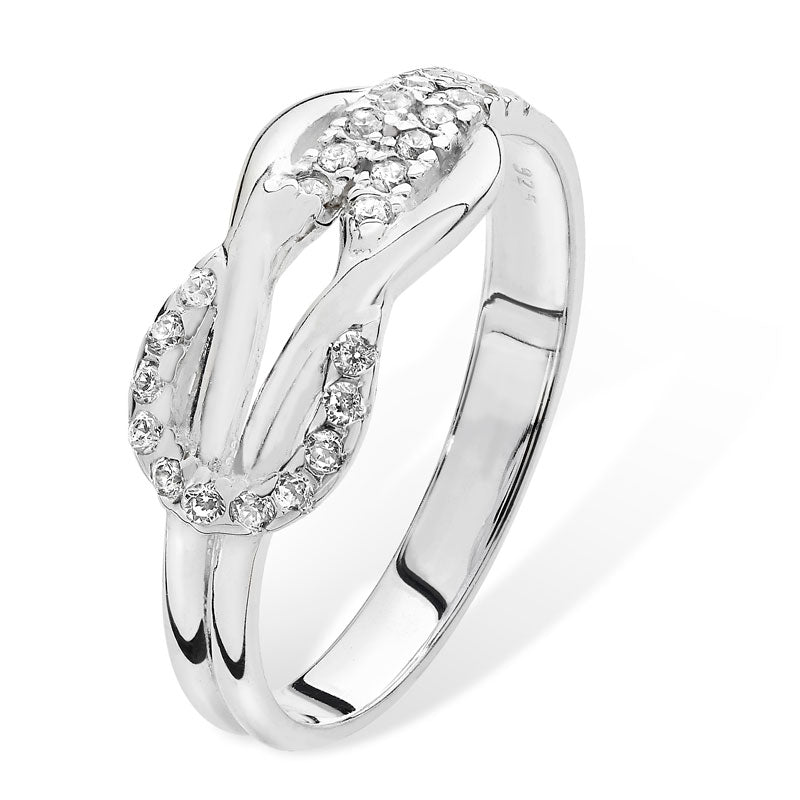 Silver Ring Cubic Zirconia Interlinked