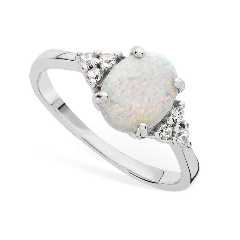 Silver Ring Opal Cubic Zirconia