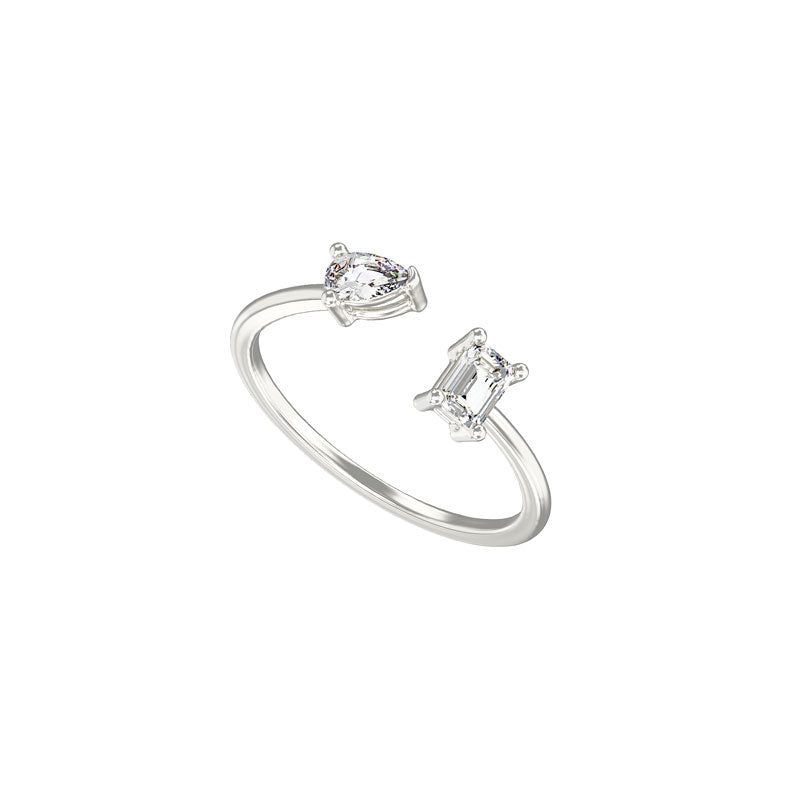 Silver Ring Cubic Zirconia Adjustable