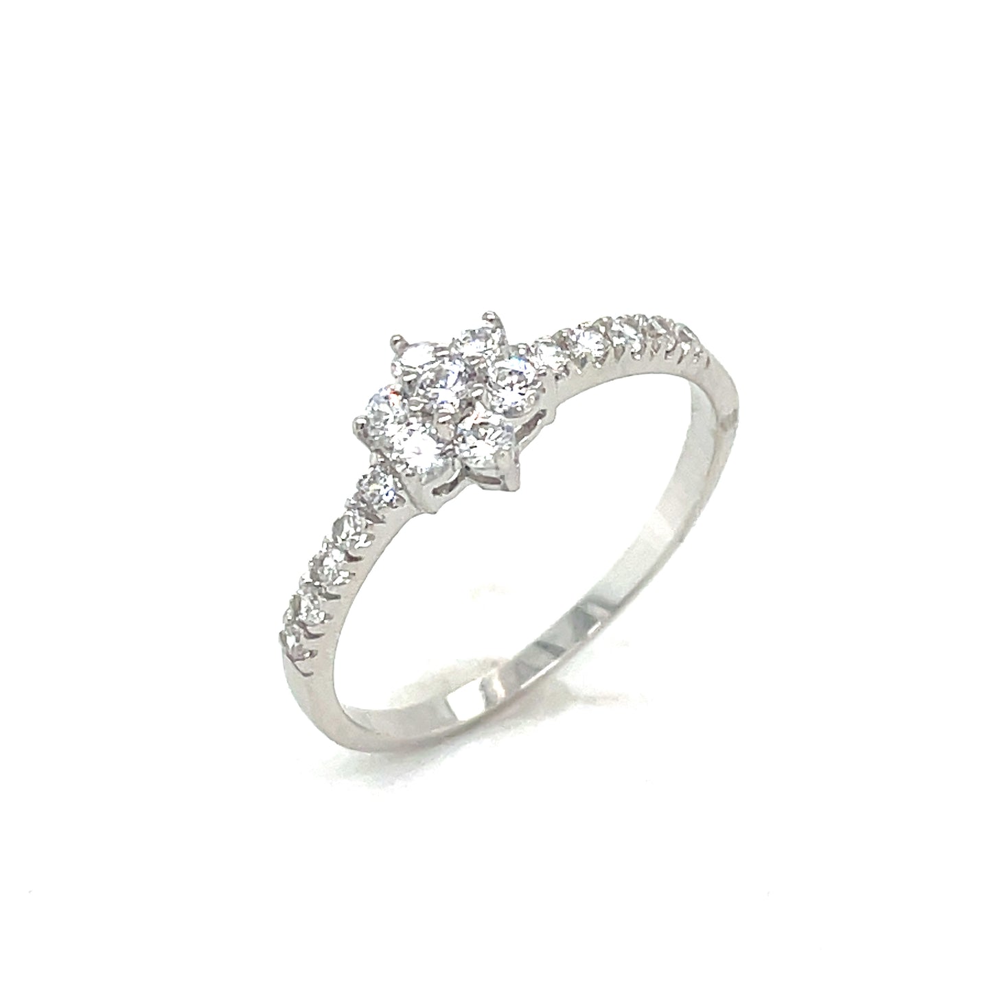 Sterling Silver Cubic Zirconia Flower Dress Ring