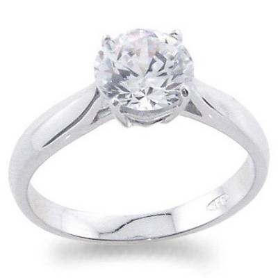 Sterling Silver Claw Set Cubic Zirconia Solitaire Dress Ring ...