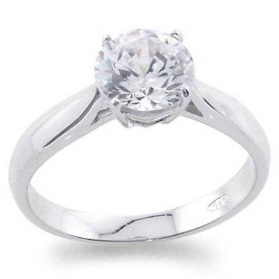 Sterling Silver Claw Set Cubic Zirconia Solitaire Dress Ring