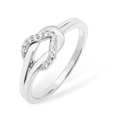 Sterling Silver Cubic Zirconia Knot Ring