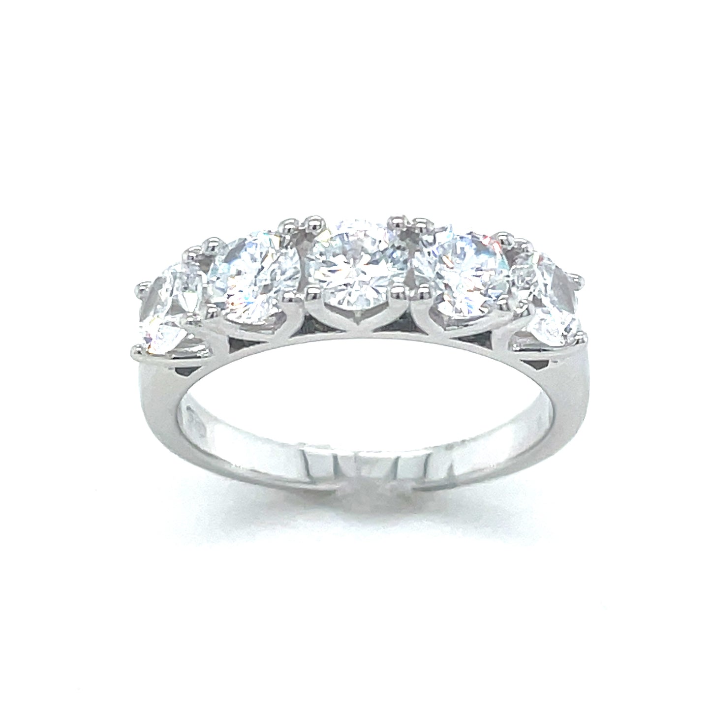 Sterling Silver 5 Stone Cubic Zirconia 4mm Ring