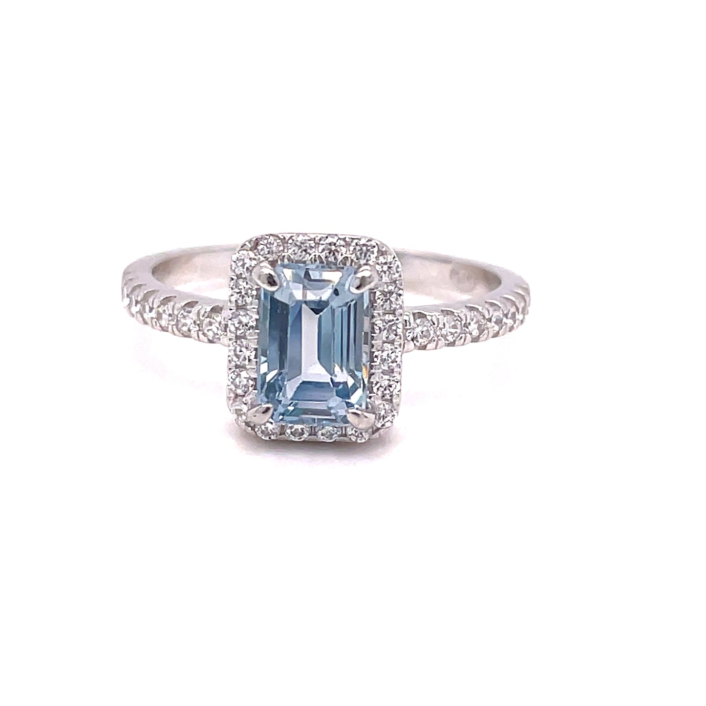 Sterling Silver Cubic Zirconia And Blue Ring