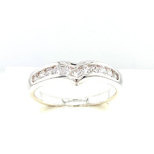 Sterling Silver Cubic Zirconia Channel Set Wishbone Ring