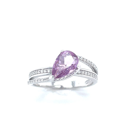 Sterling Silver Cubic Zirconia/Purple Wrap Ring