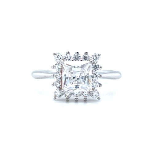 Sterling Silver Cubic Zirconia Square Cluster Ring