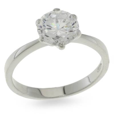 Sil Ring Cz Sol 6claw