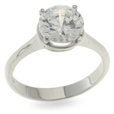 Sterling Silver Claw Set Cubic Zirconia Solitaire Dress Ring