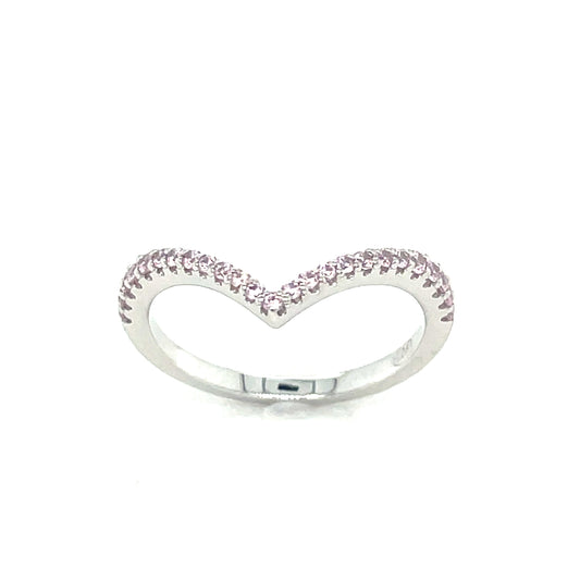 Sterling Silver Pink Cubic Zirconia Shaped Eternity Ring