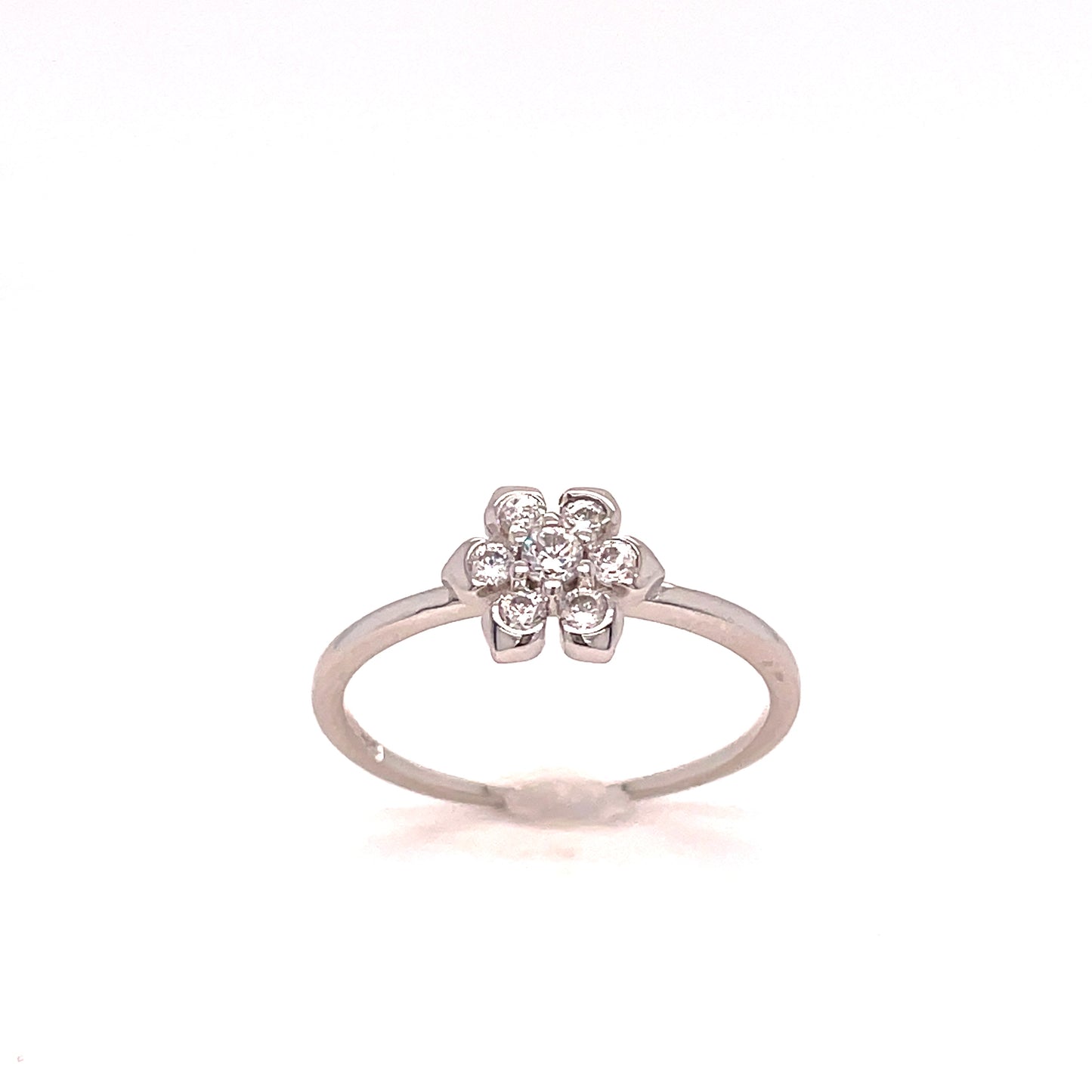 Sterling Silver Cubic Zirconia Flower Ring