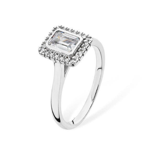 Sterling Silver Solitaire Cubic Zirconia Ring