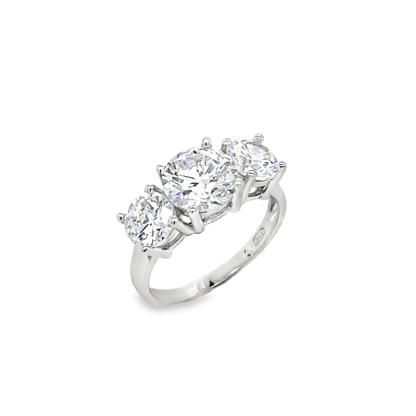 Sterling Silver Three Stone Cubic Zirconia Dress Ring