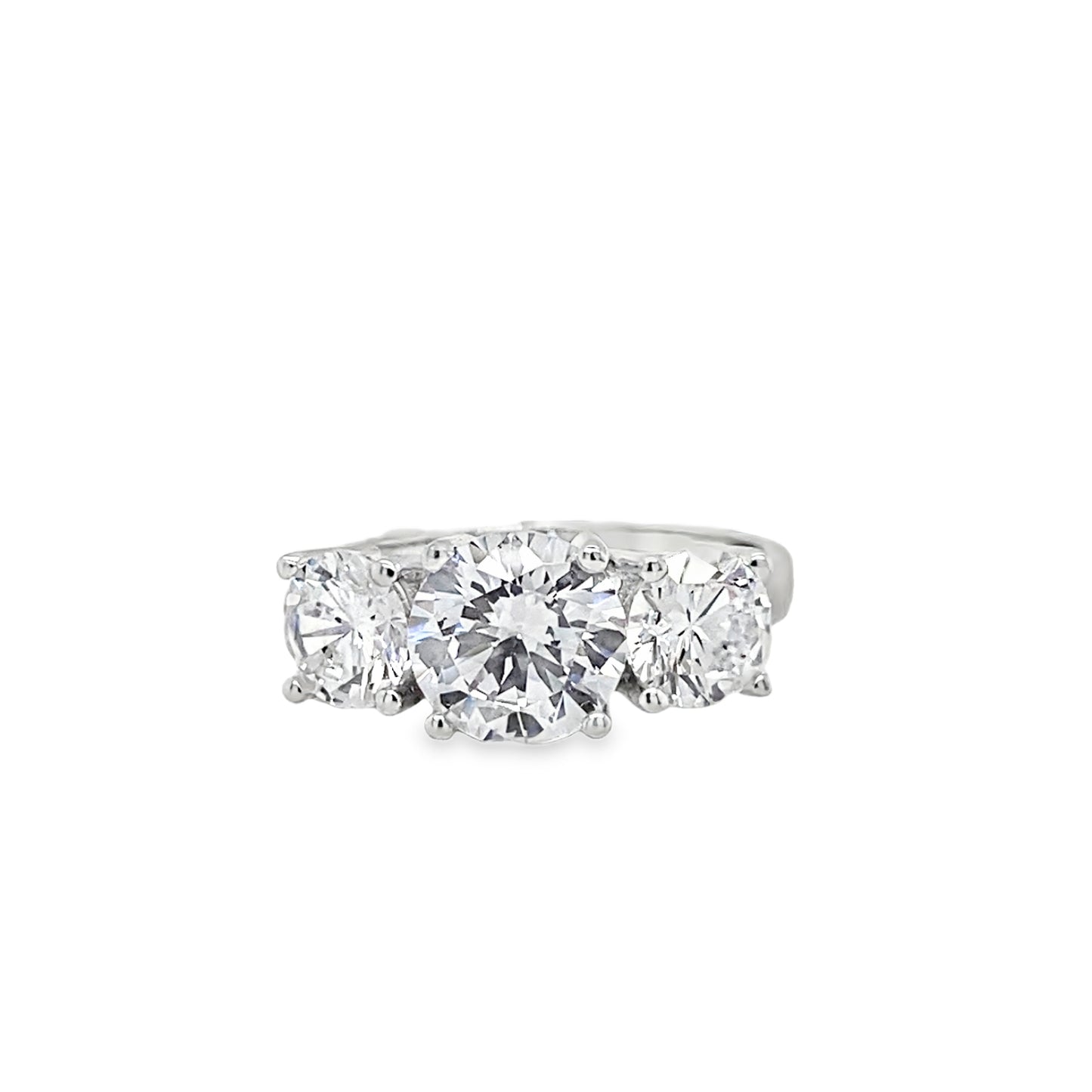 Sterling Silver Three Stone Cubic Zirconia Dress Ring