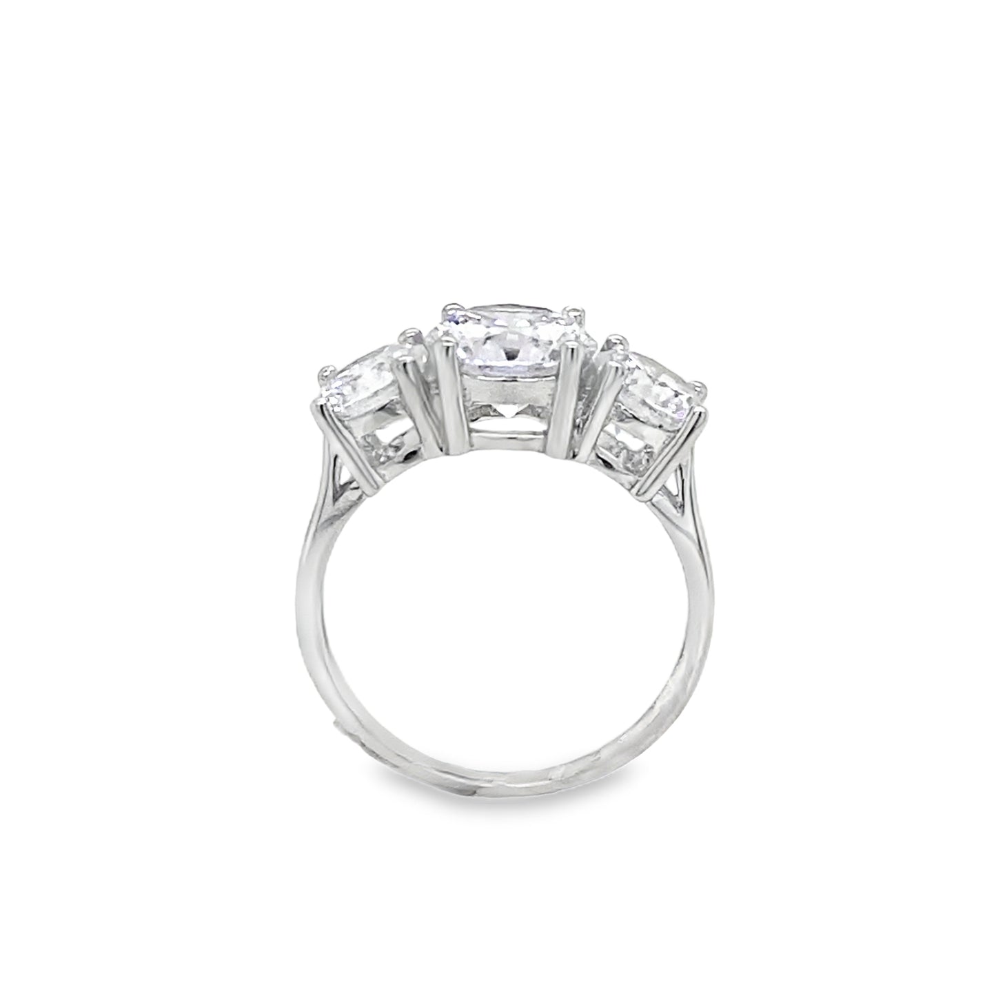 Sterling Silver Three Stone Cubic Zirconia Dress Ring