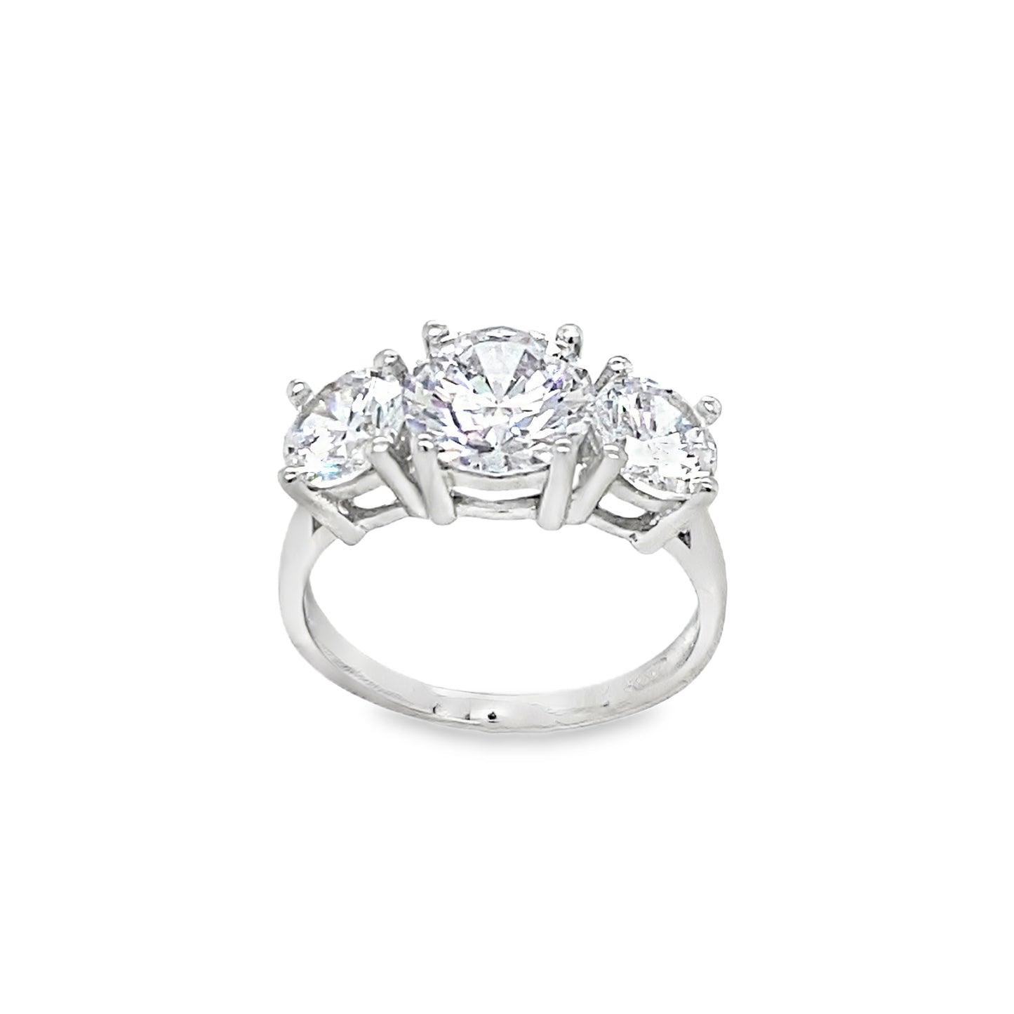 Sterling Silver Three Stone Cubic Zirconia Dress Ring