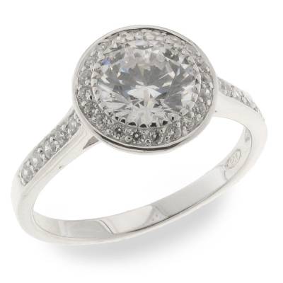 Sterling Silver Cubic Zirconia Solitaire Dress Ring