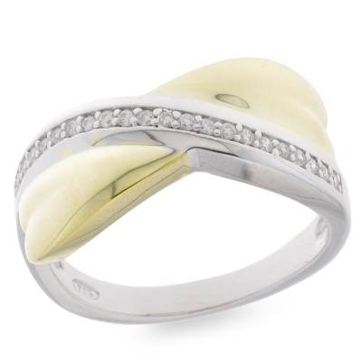 Sterling Silver Two Colour Cubic Zirconia Dress Ring
