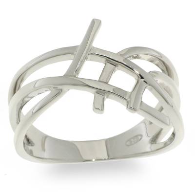Sterling Silver Open Cross Over Ring
