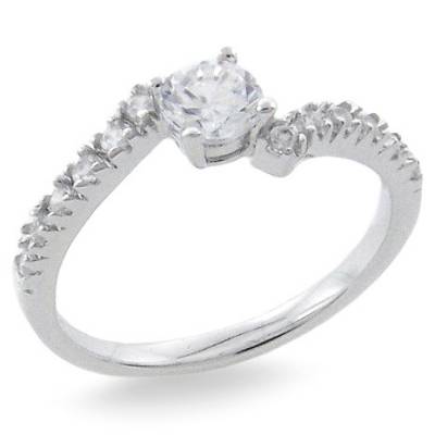 Sterling Silver Cubic Zirconia Twist Ring