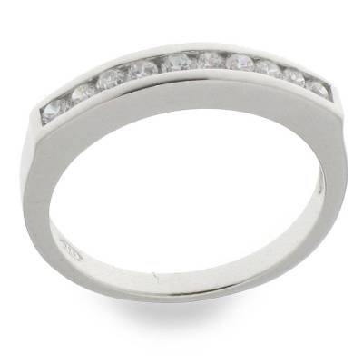 Sterling Silver Ten Stone Cubic Zirconia Ring