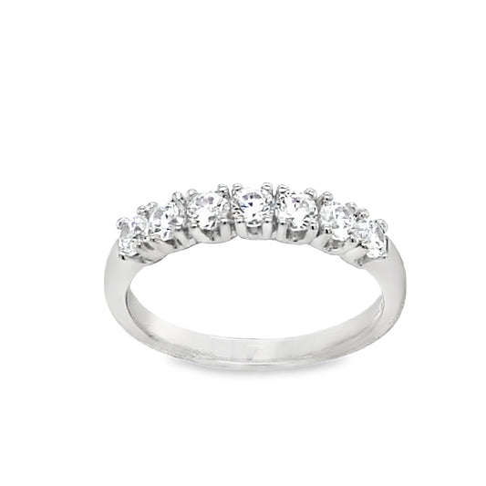 Sterling Silver Seven Stone Cubic Zirconia Ring