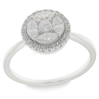 Sterling Silver Cubic Zirconia Round Ring