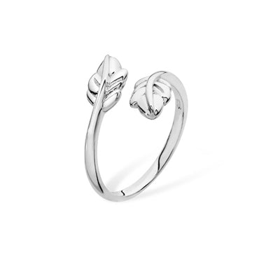 Sterling Silver Plain Leaf Wrap Ring