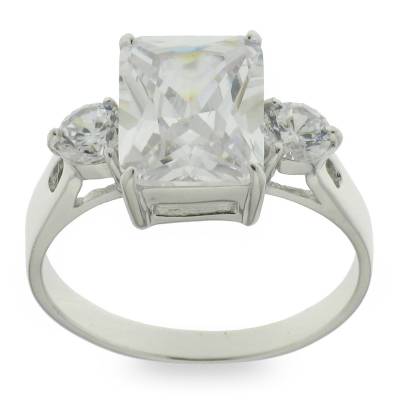 Sterling Silver Cubic Zirconia Solitaire Ring