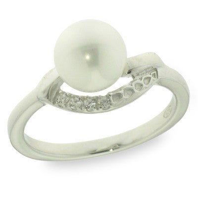 Sterling Silver Cubic Zirconia And Mother Of Pearl Ring