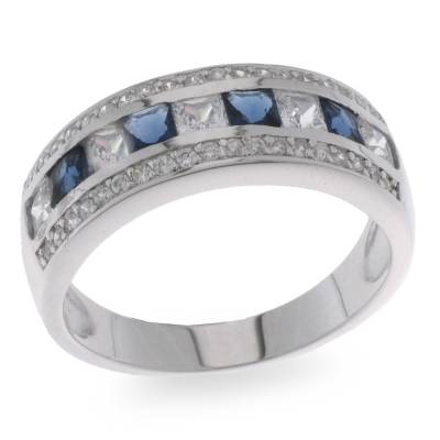 Sil Ring Bl/Cz Et Wide