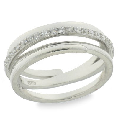 Sterling Silver  Cubic Zircon Double Band Ring