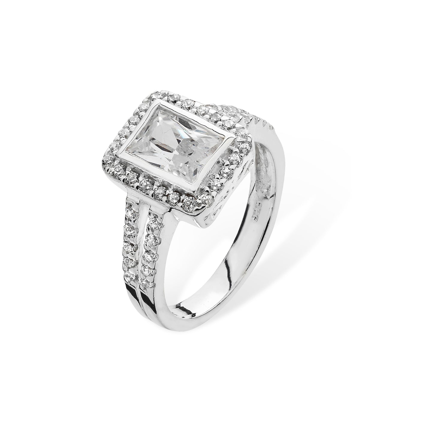 Sterling Silver Square Cubic Zirconia Ring