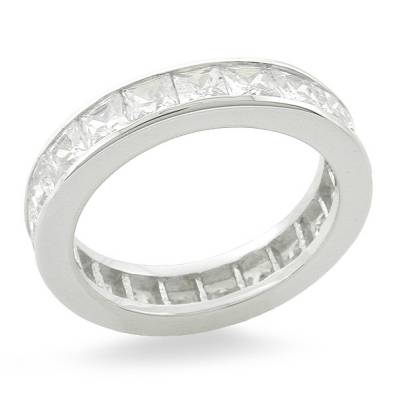 Sterling Silver Full Eternity Cubic Zirconia Ring