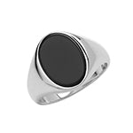 Sil Ring Gnts Blk St Oval
