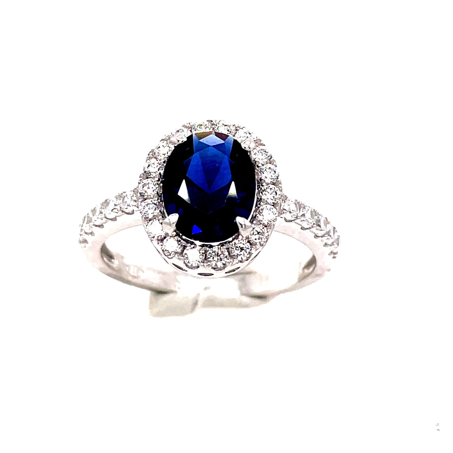 Sterling Silver Oval Halo Set Dress Ring