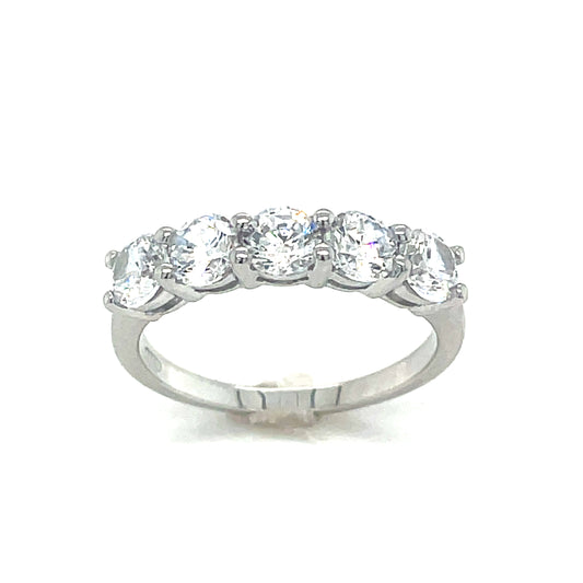 Sterling Silver Cubic Zirconia 5 Stone Ring