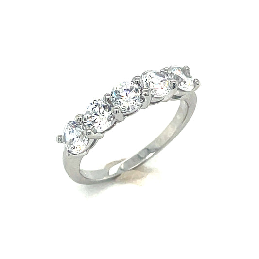 Sterling Silver Cubic Zirconia 5 Stone Ring