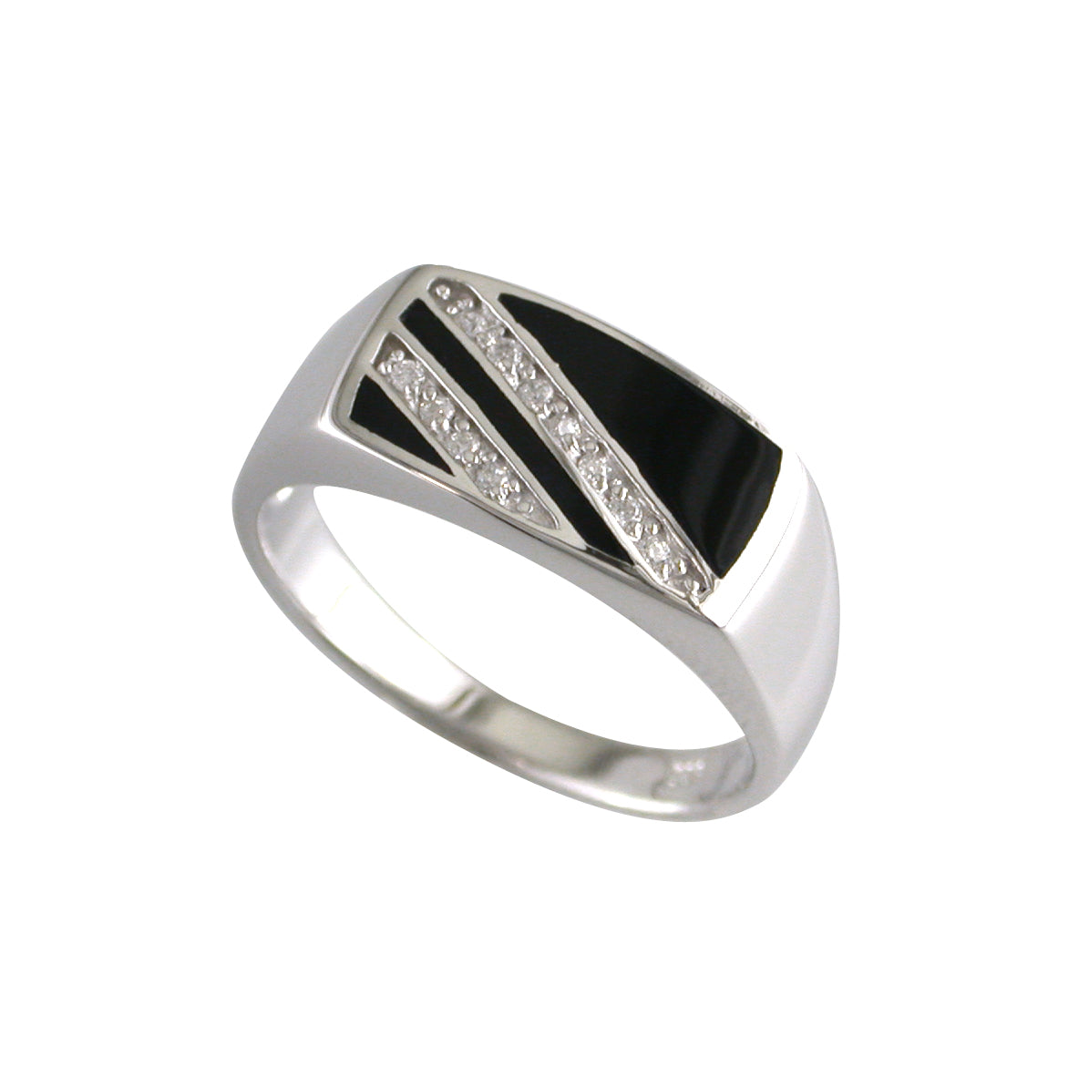 Sterling Silver Stone Set Onyx Gents Dress Ring