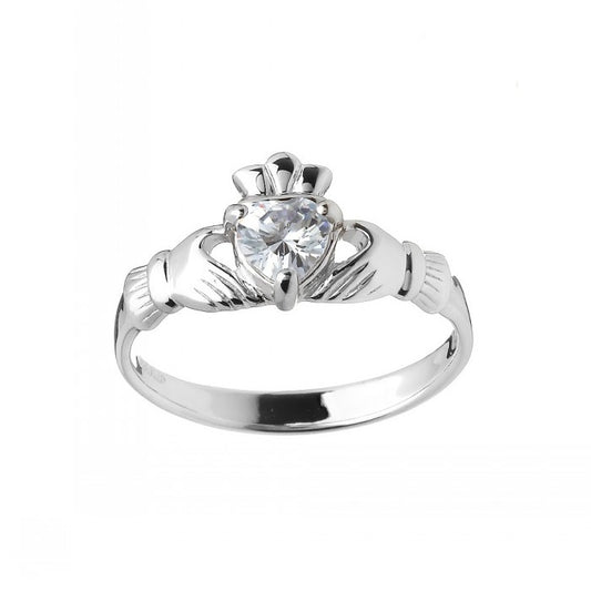Sterling Silver April Claddagh Ring