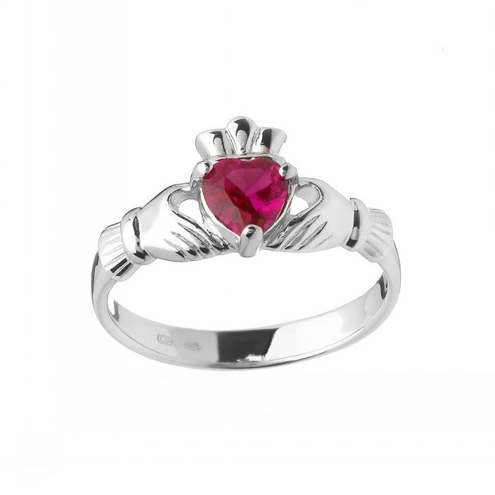 Sterling Silver July Claddagh Ring