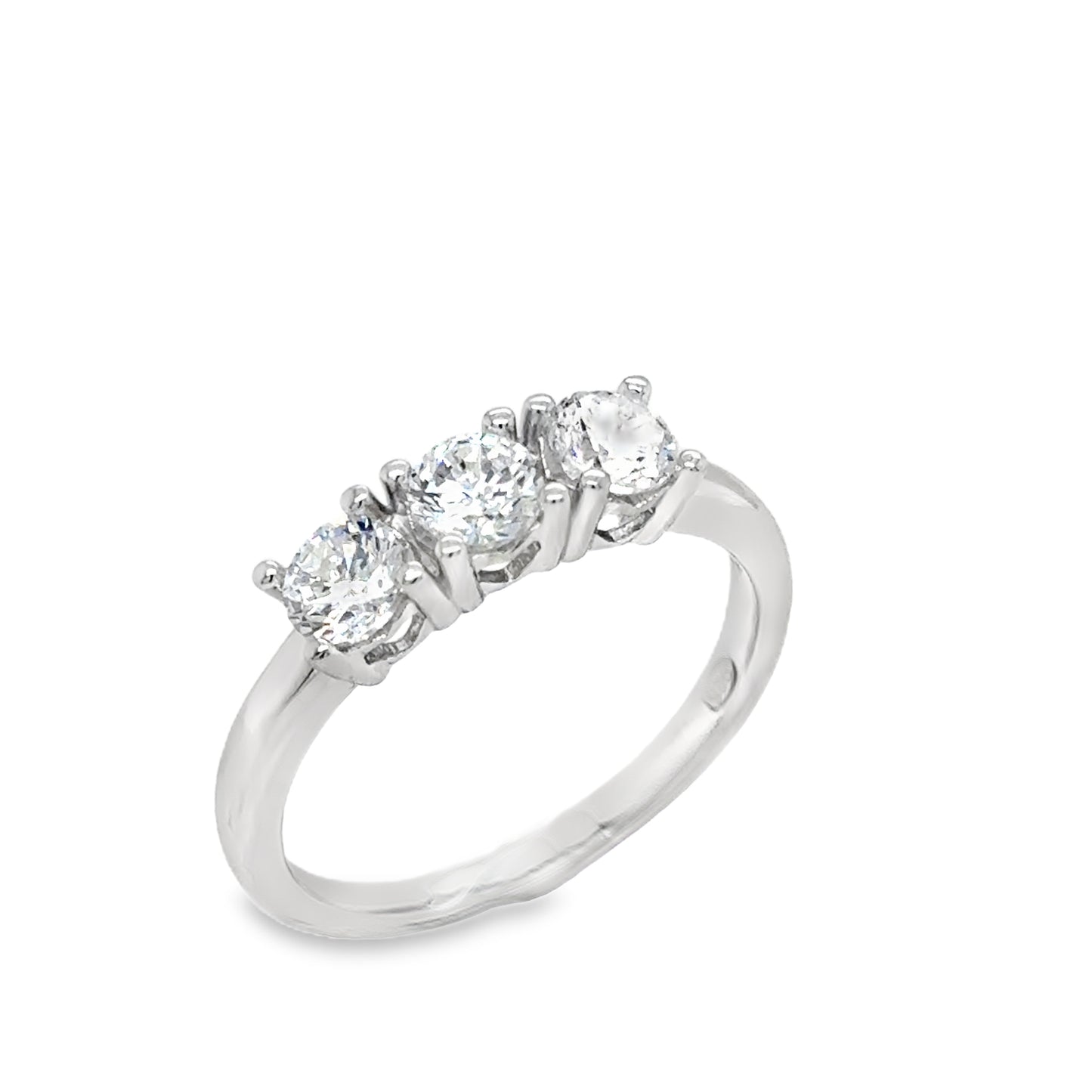 Sterling Silver Cubic Zirconia Three Stone Ring