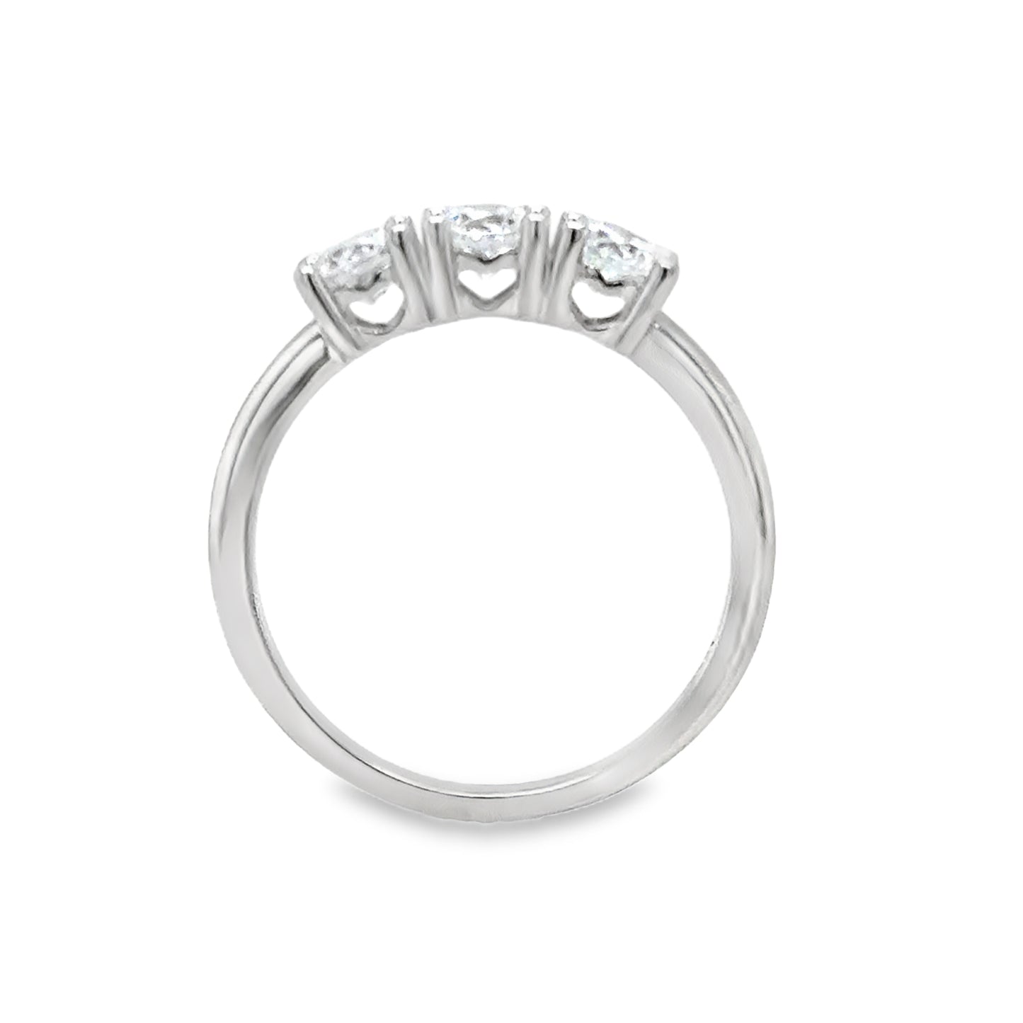 Sterling Silver Cubic Zirconia Three Stone Ring