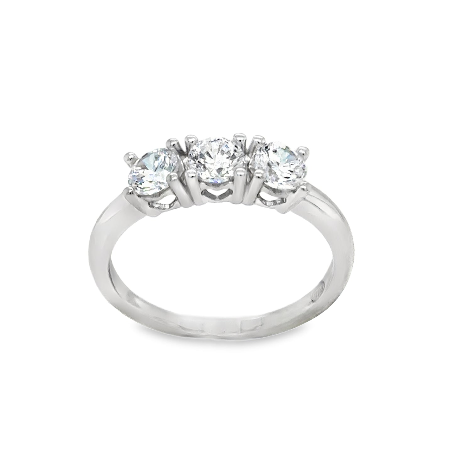 Sterling Silver Cubic Zirconia Three Stone Ring