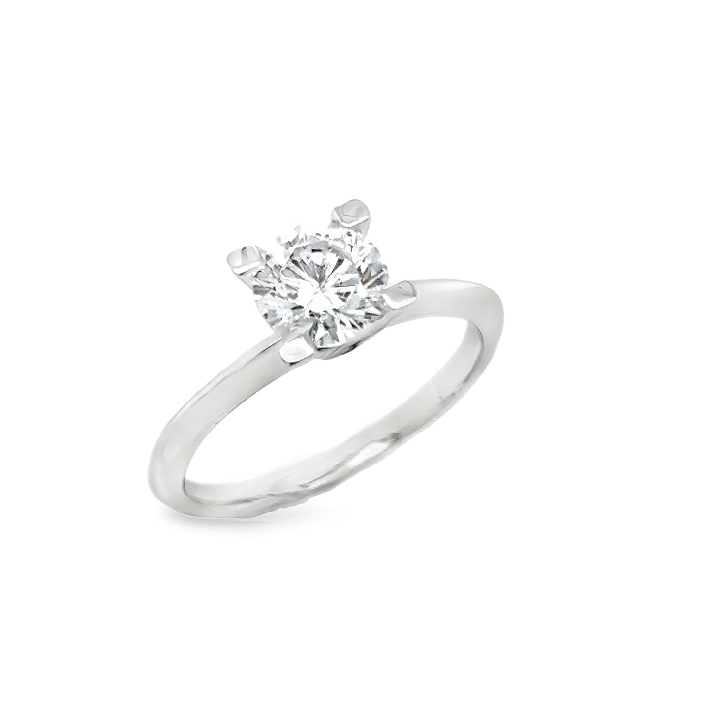 Sterling Silver 7mm Cubic Zirconia 4 Claw Solitaire Ring