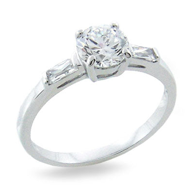 Sterling Silver Cubic Zirconia Solitaire Dress Ring
